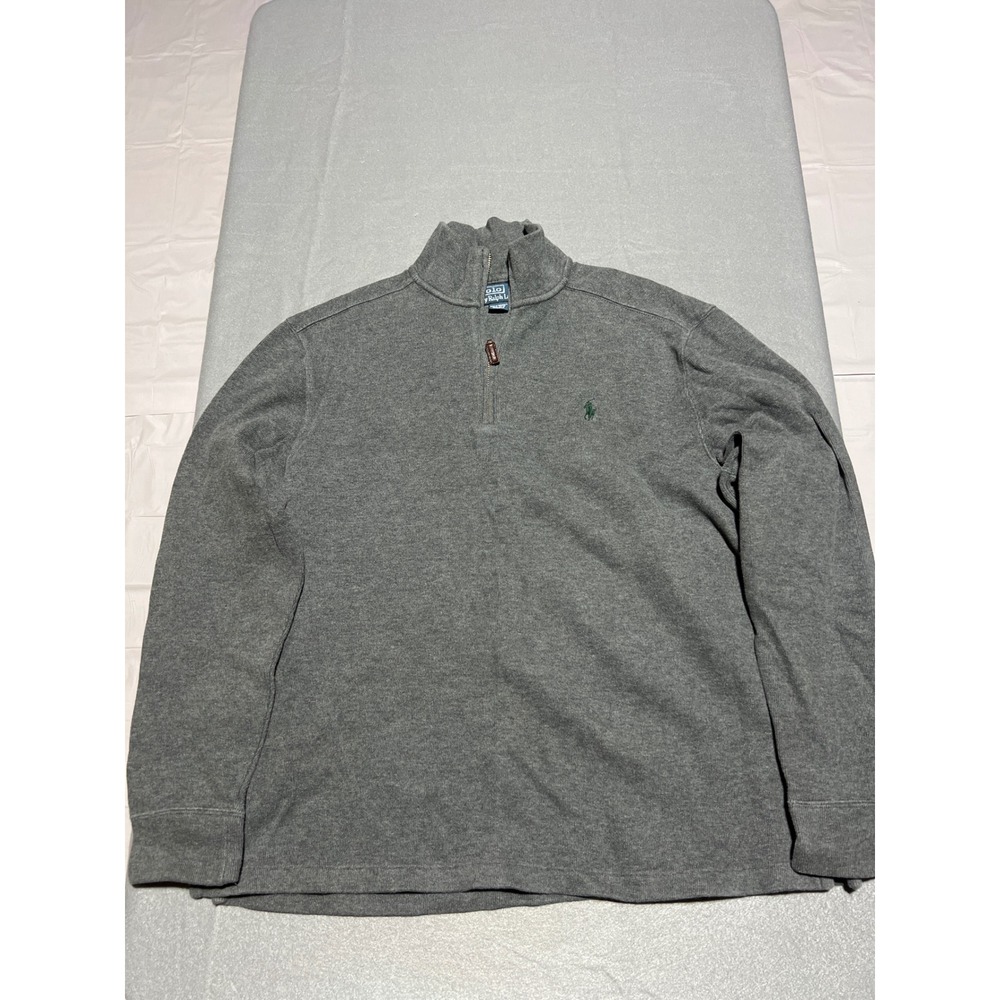 Polo Ralph Lauren Mens Gray Quarter Zip Cotton Pullover Sweater Size L